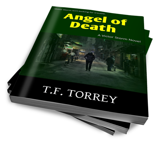 Stack of copies of Angel of Death: A Victor Storm Novel by T.F. Torrey